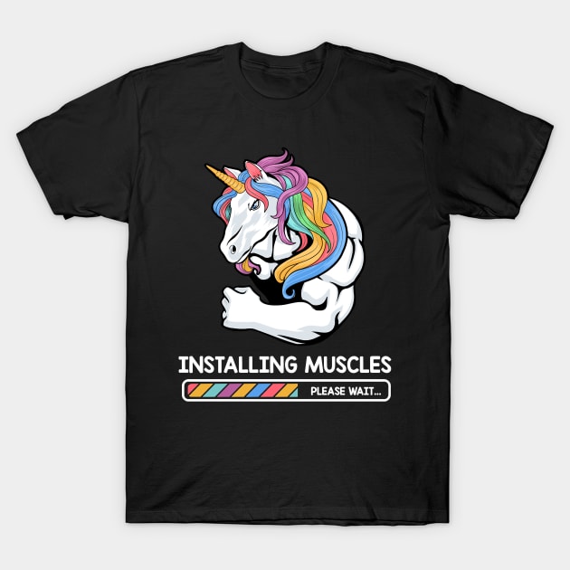 Unicorn Installing Muscles Rainbow Dadacorn Fathers DayTank Top175 magic T-Shirt by Olegpavlovmmo